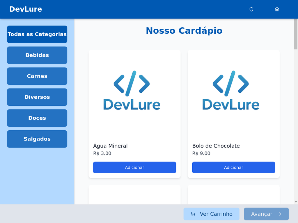 Interface do Cliente